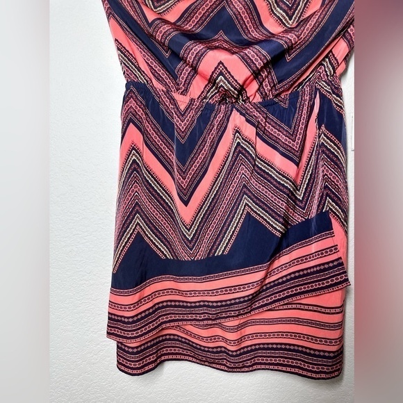 EXPRESS Y2K Tube Top Geometric Chevron Orange Navy Blue Boho Chic‎ Dress Size M - Picture 7 of 16